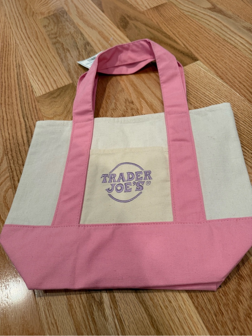 Trader Joe’s NWT mini Pink Trim Canvas Tote Bag